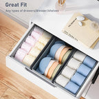 DIMJ Drawer Organizer Clothes - Underwear Organizer Small Sock Organizer Closet Organizers and Storage Box Dresser Drawer Dividers for Baby Clothes,Bra,Socks, Belt, Tie, Set of 9,Grey
