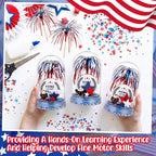 Sotiff 12 Sets 4th of July Craft Red Blue White 250th Anniversary DIY Craft Bald Eagle Firework Picks Patriotic Flower Wreath Ornaments Heart Stars for Independence Day Patriotic Party Favors