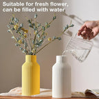 Mfacoy Ceramic Flower Vase, Minimalist Decor, Modern Home Decorative Vase, Small Pampas Grass Vases for Kitchen Bedroom Office Living Room Bathroom Shelf Centerpiece Table Decorations (Yellow)