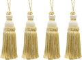 DÉCOPRO Beautiful Hand-Crafted 5" (12.5cm) Key Tassel, 3 1/2" (8.5cm) Loop # IKTJ, Ivory Beige Gold #2523 (Yellow Gold, White Ivory, Light Beige) Set of 4