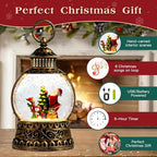 Christmas Santa Snow Globe, Christmas Musical Snow Globe Lantern Lights with 6H Timer Battery & USB Powered, Retro Style Holiday Glitter Globe for Xmas Home Decoration Holiday Party Gifts
