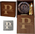 Fathers Day Dad Gifts, Personalized Cigar Ashtray Set for Men Husband, Custom Name Engraved Cigar Ash Tray, Walnut Wooden Outdoor Patio Home Ashtray for Outside, Birthday, Anniversary, Christmas