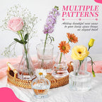 32pcs Glass Bud Vases,Small Clear Vases,Wedding Centerpiece Table Decorations,Clear Vintage Embossed Mini Vase,Flower Arrangements in Vases for Party or Home Decor