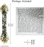 Hand Painted Mezuzah, Exquisite Enamel Mezuzah with Blue Crystal Accent