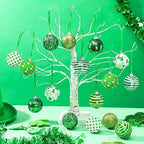 Zeyune 16 Pcs St Patricks Day Tree Decoration 2 Inch St. Patrick's Day Shamrock Ornament Irish Hanging Sequin Ball Home Ornament for Tree Glitter Luck Clover Ball for Party Decor