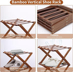 Shoe Rack Foldable, Portable Shoes Organizer Standing Shelf, Multifunctional Vertical Narrow Shoe Rack for Entryway, Closet, Bedroom and Hallway(Dark Brown, 4 Layers)