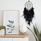 Dreamlike Black Tree of Life Dream Catcher Wall Decor with Healing Crystal Stone Handmade Feather Dream Catchers Decoration Wall Hanging for Girls Bedroom Living Room Wedding Party Home Décor