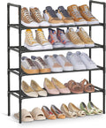 SONGMICS 4-Tier Shoe Rack, Shoe Storage for Hallway Closet, Slim and Space-Saving, Metal Frame, Non-Woven Fabric Shelves, Black ULSH044BH02