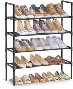 SONGMICS 4-Tier Shoe Rack, Shoe Storage for Hallway Closet, Slim and Space-Saving, Metal Frame, Non-Woven Fabric Shelves, Black ULSH044BH02