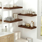 Vivelove 10 Inch Deep Floating Shelves 24 inch Long, 24 x 10 Wide Wall Shelves with Invisible Brackets, for Bedroom Bathroom Living Room Kitchen Office, Farmhouse Home Decor, Set of 2, Rustic Brown