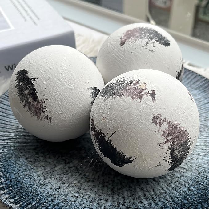 Set of 6 Decorative Orbs for Centerpiece Bowls for Dining Table Centerpiece Decor - 2.6in Feather Pattern Orb - Coffee Table Decor Ball - Bowl Excluded