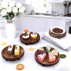 HOMIEE 4PCS Wooden Risers for Display 8/7/6/5 Inch Wood Pedestal Stand Mini Tray Stand Rustic Riser for Decor Home Kitchen Tiered Tray (Brown)