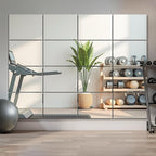 Delma Home Gym Mirror Tiles, Large Square Workout Mirrors (16x12'', 16-Piece), Full Body Wall Mirror for Garage, Bedroom, Bathroom
