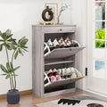 Shoe Storage Cabinet with 2 Flip Drawers, Narrow Freestanding Hidden Shoe Rack Cabinet, Pet-Proof Shoe Organizer for Closet, Entryway, Hallway, Wash Grey