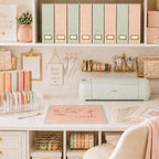 BLU MONACO | Set of 4 Foldable Pink & Aqua Magazine File Holders with Gold Geometric Patterns | Vertical File Organizer Boxes with Gold Label Holders for Home & Office