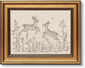 VIYYIEA Vintage Gold Framed Wall Art for Living Room, Sika Deer Canvas Prints Home Decor, Sketch Painting Picture, Bedroom Wall Decor Gifts for Friends or Family -【Sika Deer】-(10L x 8W)