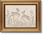 VIYYIEA Vintage Gold Framed Wall Art for Living Room, Sika Deer Canvas Prints Home Decor, Sketch Painting Picture, Bedroom Wall Decor Gifts for Friends or Family -【Sika Deer】-(10L x 8W)