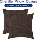 CaliTime Throw Pillow Covers Decorative 26 X 26 Inches Pack of 2 Cozy Chenille Cushion Cases for Couch Sofa Bed Living Room Home Coffee
