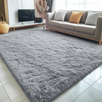 OLANLY 5x8 Machine Washable Large Area Rugs for Living Room, Bedroom, Soft Fluffy Shaggy Bedside Rug, Indoor Floor Carpet for Kids Girls and Boys, Dorms, Nursery, Home Decor, Silver Grey