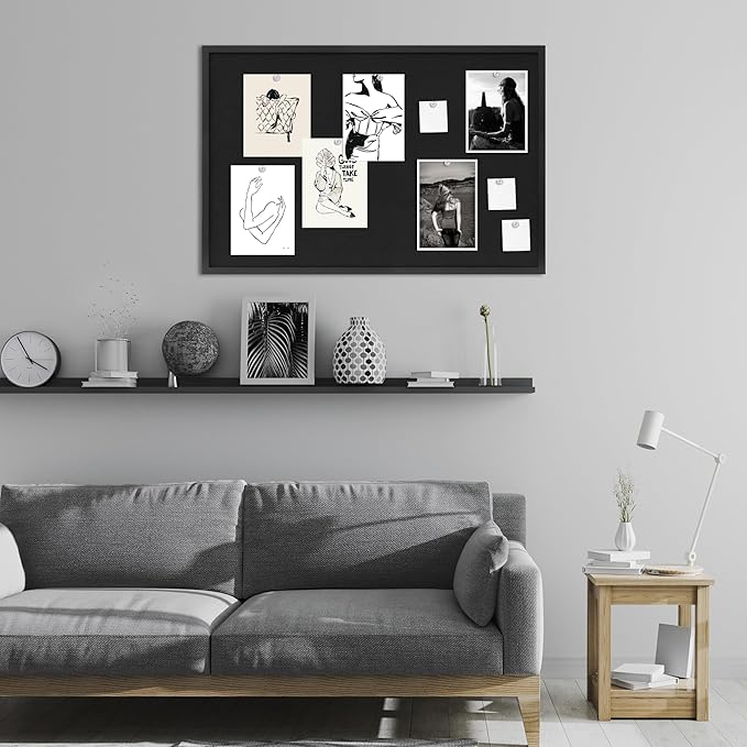 DAHAPYBOO Cork Board with Linen Black 2Pack,Bulletin Board 36"x24", Corkboards for Office Home School Message Board or Vision Board Decoration.