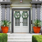 Spring Summer Wreaths for Front Door Porch, 22" Hydrangea Eucalyptus Wreath for Indoor Outdoor All Seasons, Artificial Greenery Farmhouse Decor for Mother's Day