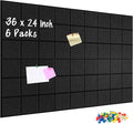 DOLLAR BOSS Felt Cork Board Tiles, 6 Packs 12" x 12" 1/2" Thick Bulletin Board Adhesive Acoustic Panels Soundproof Corkboards for Walls with 60 Pushpins for Home Office Kitchen School, Grid