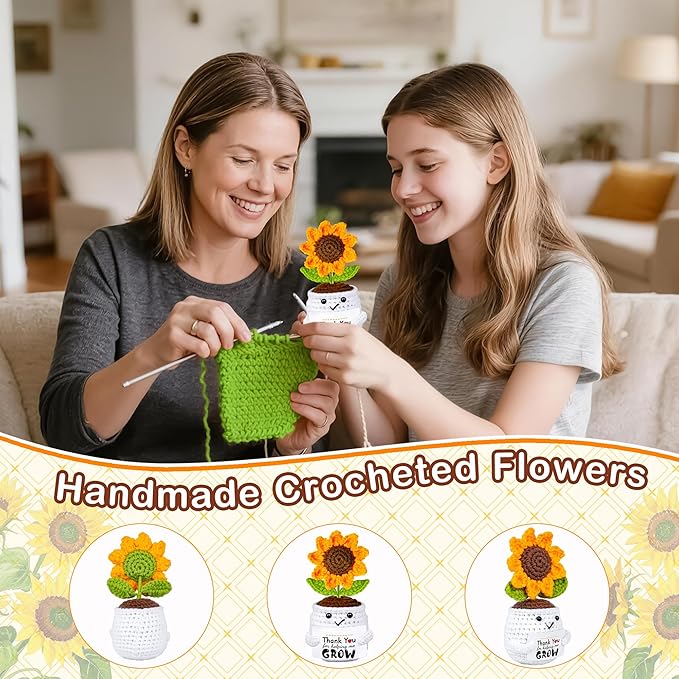 Teacher Appreciation Gifts, Thank You Teachers Gift, End of Year Teacher Gifts, Personalized Graduation Father's Day Birthday Gift for Teachers Mentor Coworker Senior, Handmade Crochet Sunflower Doll