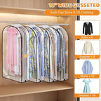 4 Pack Clear Garment Bags with Side Zipper, 60" Clothes Covers with 10" Gusset, Transparent Hanging Suit & Coat Covers for Closet Storage, Jackets, Dresses, Windbreakers