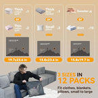 travel vacuum bags with Rechargeable Cordless Pump,12 Pack Vacuum Storage Space Saver Bags,vacuum luggage,Vacuum Seal Bags Seasonal Storage for Clothes Bedding Blanket Pillows Comforters