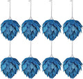 Jetec 8 Pieces Christmas Ornaments Glitter Christmas Tree Hanging Decoration Decorative Artificial Pine Cones Flowers Hanging Ornaments for Winter Wreath Holiday Decor(Blue)