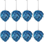 Jetec 8 Pieces Christmas Ornaments Glitter Christmas Tree Hanging Decoration Decorative Artificial Pine Cones Flowers Hanging Ornaments for Winter Wreath Holiday Decor(Blue)