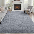 6x9 Area Rugs for Living Room Bedroom: Ultra Soft Fluffy Shag Rug Upgrade Non-Slip Non-Shedding Large Fuzzy Plush Carpet Indoor Floor Carpets for Kids Room Playroom Nursery Dorms Home Decor Light Gray