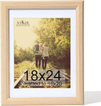 KTKDE 18x24 Poster Frame Real Glass,Picture Frame Display Pictures 16x20 with Mat or 18x24 Without Mat, Modern Style Wood Composite Frame,Gallery Wall Frame Wooden ，best gift