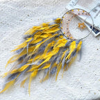 Dream Catcher Tree of Life Wall Decor,Sun Catcher,Moon Dream Catchers for Girl,Boho Bedroom Decor for Home,Handmade Feather Wall Decor Hanging Ornament(Yellow)