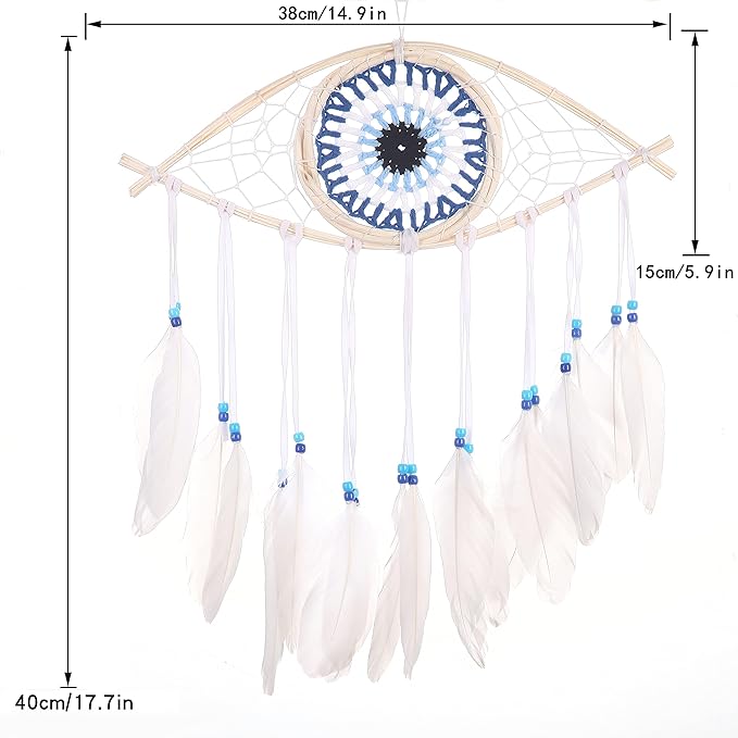 Holmgren Dream Catchers - Evil Eye Dream Catcher for Bedroom, Hand-Woven White Macrame Dreamcatcher, Wall Hanging Home Decor, Protection Good Luck, Blessing Festival Gift(White)