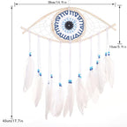 Holmgren Dream Catchers - Evil Eye Dream Catcher for Bedroom, Hand-Woven White Macrame Dreamcatcher, Wall Hanging Home Decor, Protection Good Luck, Blessing Festival Gift(White)