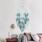 Large Dream Catchers,Boho Handmade Woven Turquoise Dream Catcher Wall Hanging Ornament for Bedroom Living Room Apartment Wedding Party Decor, Festival Blessing Gift (White+Turquoise)