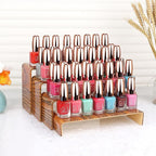 ELEGANTLIFE Acrylic Display Risers Set of 4, 4-Level Tiered Display Stands for Cupcakes, Small Figures & Jewelry, Compact Countertop Display Shelf, Multiple Colors Available (Dark Wood Grain)