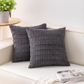 Aegero Pack of 2 Corduroy Decorative Throw Pillow Covers 18x18 InchSoft Boho Striped Pillow Covers Modern Farmhouse Home Decor for Sofa Living Room Couch Bed（Dark Grey）