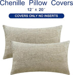 CaliTime Throw Pillow Covers Decorative 12 X 20 Inches Pack of 2 Cozy Chenille Cushion Case for Couch Sofa Bed Living Room Home Light Taupe