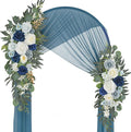 Ting's time Wedding Arch Flowers Pack of 2 Artificial Silk Large Flower Swag Welcome Sign Floral Swag Reception Backdrop Floral Decor for Fall Wedding Party Ceremony (Dusty Blue & White)