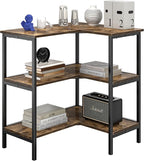 VECELO Corner Cabinet Table with 3 Tier Open Shelf, Multipurpose Display Organizer Storage Stand for Small Space Home Office Kitchen, Brown