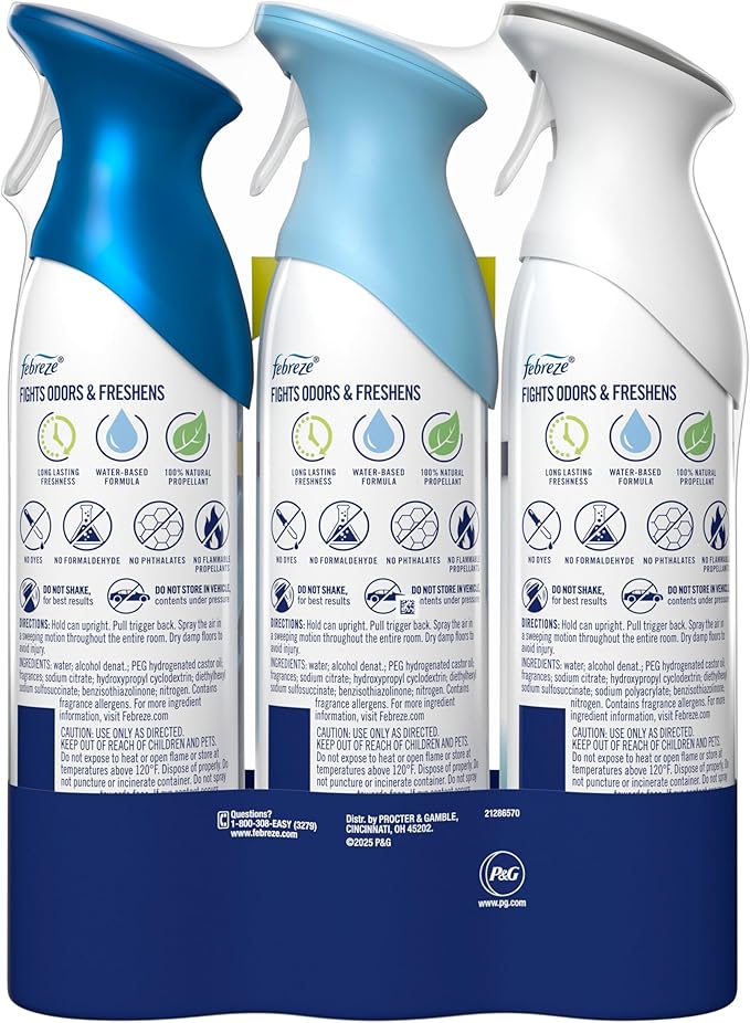 Febreze New & Improved Air Mist Scent Mix, Air Freshener, Home and Kitchen Essentials, Odor Fighting Room Spray, 8.1 oz bottle, 3 Count