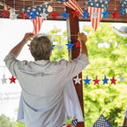 24PCS 4th of July Decorations for Tree, Patriotic Star Shaped Ornaments, Pre-Assembled Red Silver and Blue Star Ornaments, 250 Anniversary USA Merchandise for Memorial Day Fourth of July Party Decor