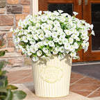 Waipfaru Artificial Flowers for Outdoors, 24 Bundles Faux Plants Outdoor, UV Resistant Artificial Plants, Silk Petunias Fake Flowers for Outside Home Decor Planter Porch Decoration, White