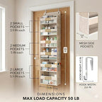 HOMELUX THEORY UPGRADED 6 Tiers Over The Door Organizer Hanging - 100D EXTRA THICK & 50lbs HUGE CAPACITY, 12 Side Mesh Pockets Over The Door Shoe Organizer, Hanging Closet Organizer (Ivory, 2pc)