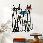 Wesiti Cat Wall Art Decor Iron Wall Sculptures Decor for Cats Lover 10.6 x 15.7 Inches Colorful Mid Century Cat Retro Signs for Home Living Room Bedroom Kitchen Office(Fashion)