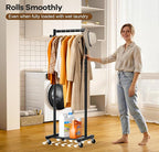 MISSLO Small Clothes Racks for Hanging Clothes Clothing Rack with Wheels 60" Metal Garment Rack with Shelves Portable Rolling Wardrobe Rack for Small Space, Black