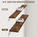 Vivelove 10 Inch Deep Floating Shelves 48 inch Long, 47.2 x 10 Wide Wall Shelves with Invisible Brackets, for Bedroom Bathroom Living Room Kitchen Office, Farmhouse Home Decor, Set of 2, Rustic Brown