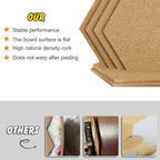 TUPARKA 6 Pack Cork Board Hexagon Bulletin Boards Cork Tiles 8.2"x7" - 1/4" Self-Adhesive Corkboards with 50 Push Pins Mini Wall for Wall Home School Office Decorative